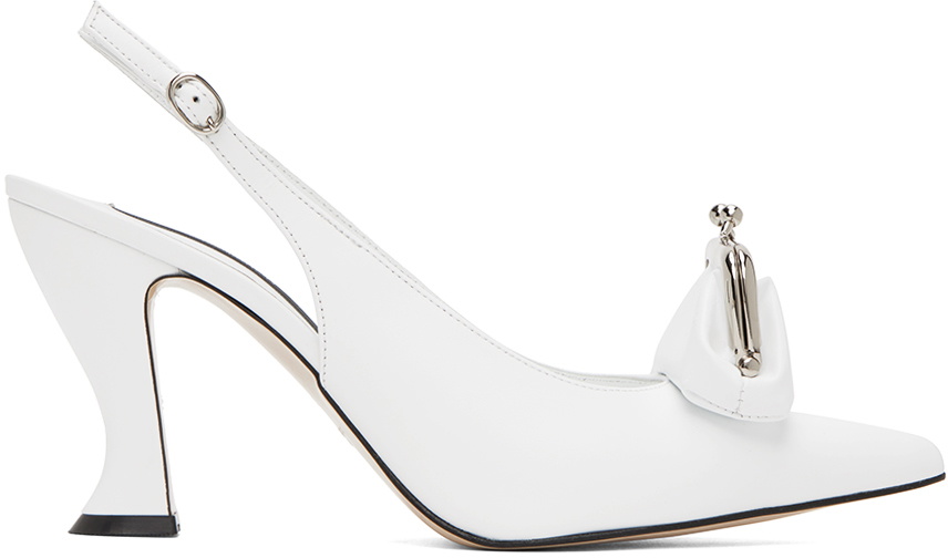 Pushbutton White Coin Purse Heels