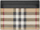 Burberry Beige & Black Check Card Holder