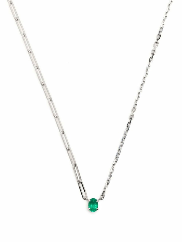 Photo: Yvonne Léon 18K White Gold Solitaire Emerald Necklace