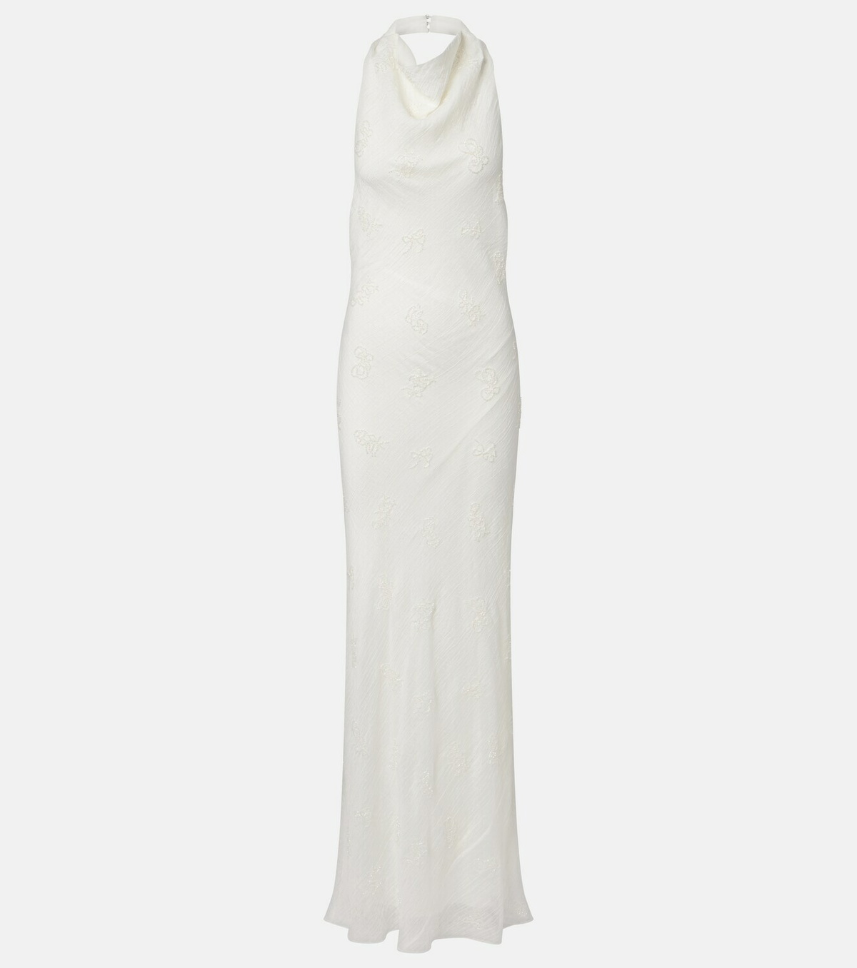 Staud Roselle beaded halterneck organza maxi dress