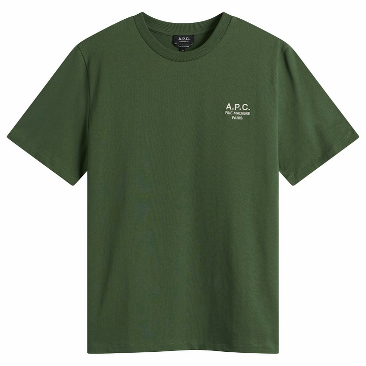 Photo: A.P.C. Men's Rue Madame Logo T-Shirt in T Fonce/Blanc