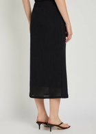 Vince Shadow Draped Textured Fine-knit Midi Skirt Black