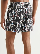 Alexander McQueen - Fantasy Straight-Leg Long-Length Logo-Print Swim Shorts - Black