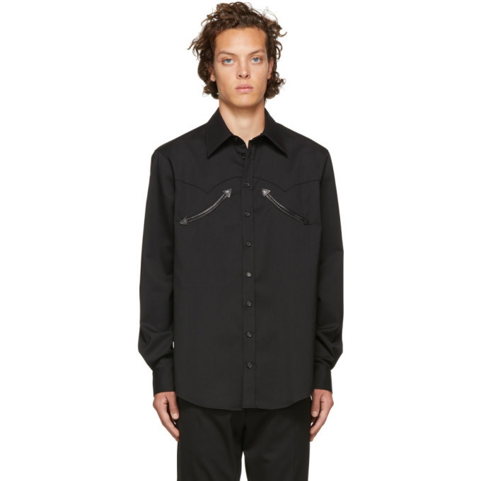 Photo: Dsquared2 Black Wool Chic Military Shirt