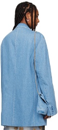 Dries Van Noten Blue Oversized Denim Blazer