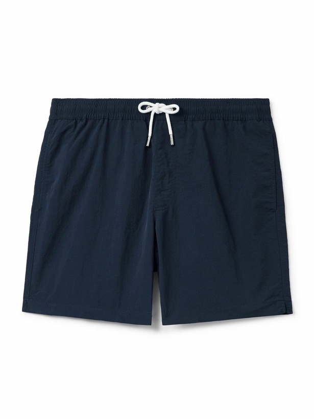 Photo: Mr P. - Straight-Leg Mid-Length Garment-Dyed Swim Shorts - Blue