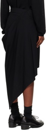 Junya Watanabe Black Draped Wool Midi Skirt
