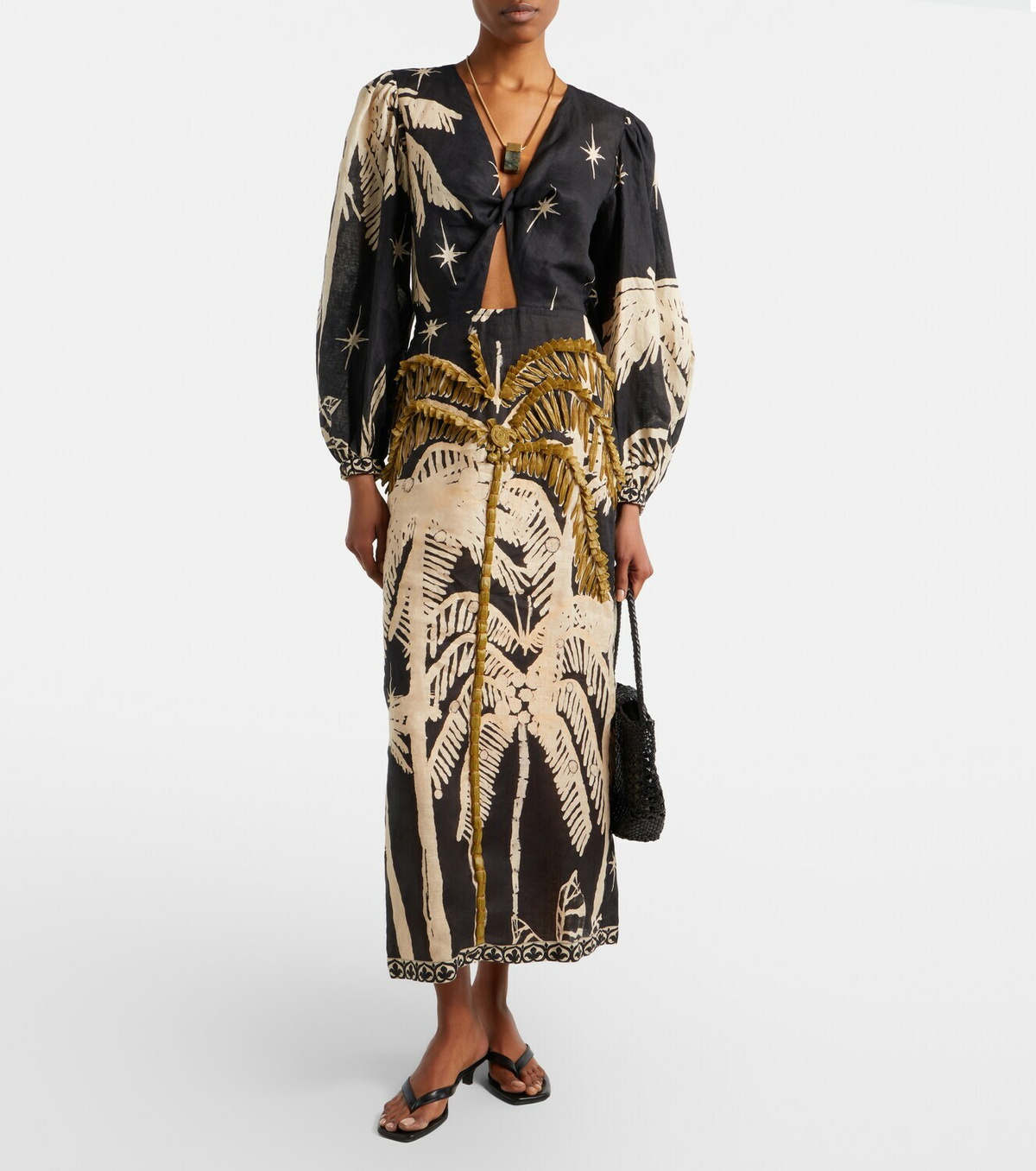 Johanna Ortiz Pradera Geométrica linen maxi dress
