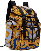 Versace Gold & Navy Barocco Medusa Backpack
