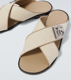 Dolce&Gabbana DG leather-trimmed canvas slides