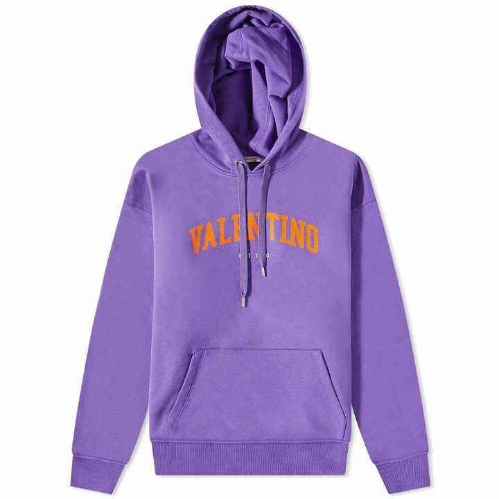 Photo: Valentino Men's Varsirty Logo Popover Hoody in Purple/Orange