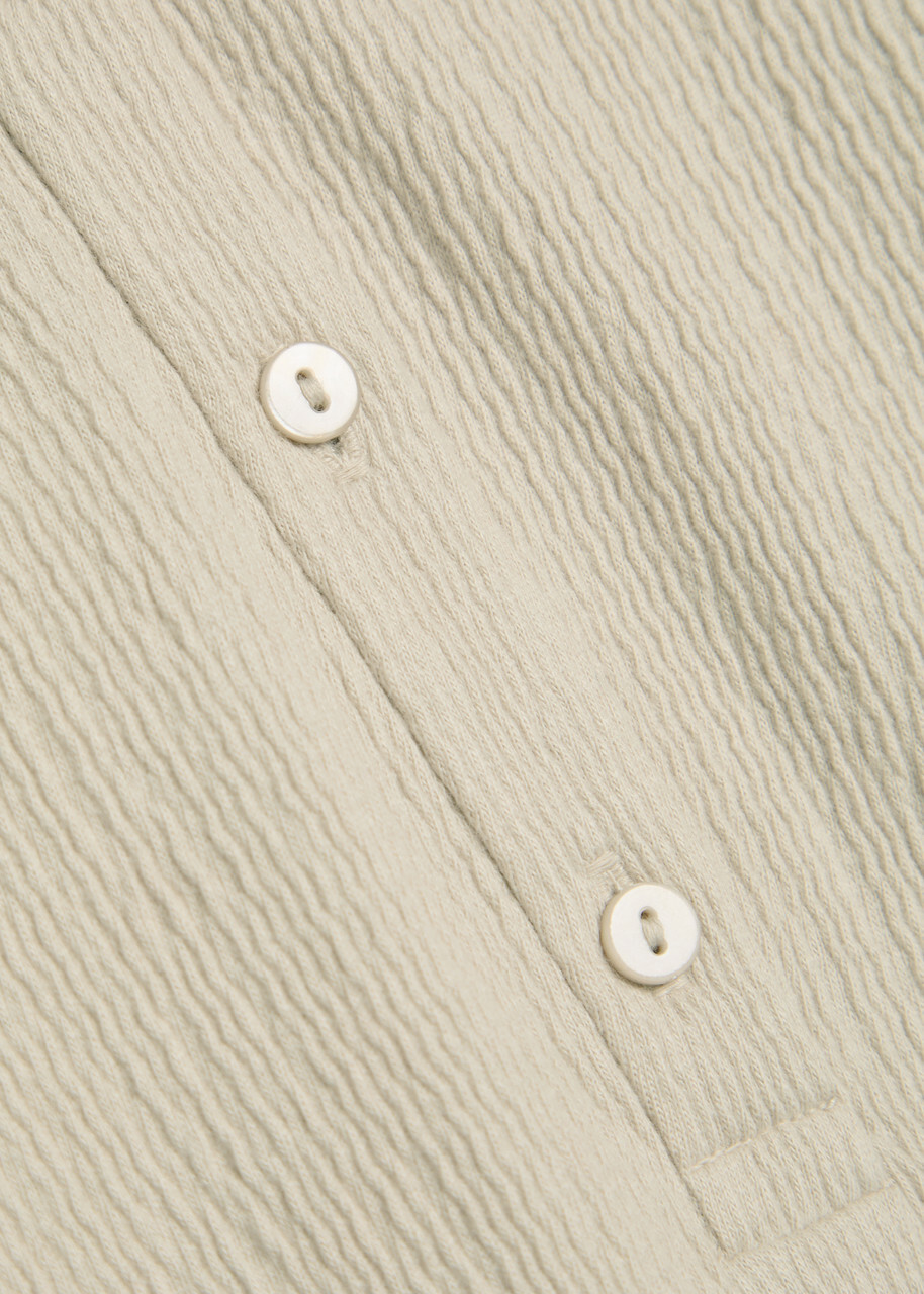 Eileen Fisher Henley Textured Cotton-blend Polo Shirt Beige