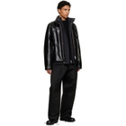 sacai Black Down Leather Blouson Jacket