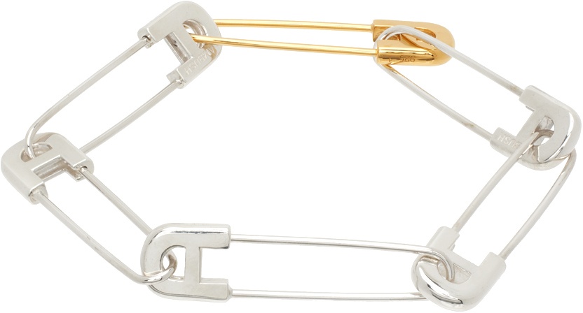 Photo: AMBUSH Silver & Gold 'A' Safety Pin Link Bracelet