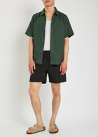 Les Deux Logo-embroidered Seersucker Swim Shorts Black