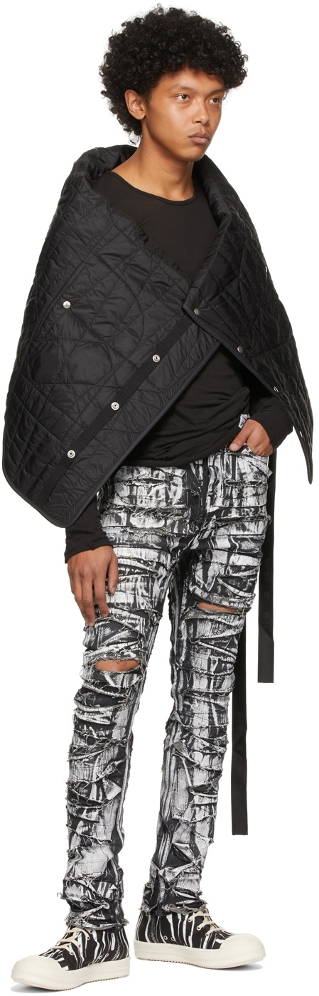 Rick Owens Drkshdw Black & White Destroyed Detroit Cut Jeans Rick