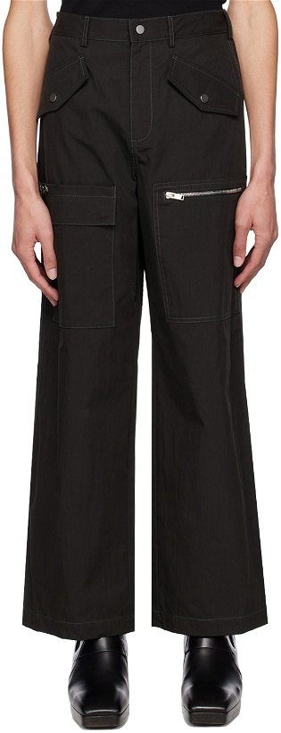 Photo: Dion Lee Black Slouchy Pocket Cargo Pants