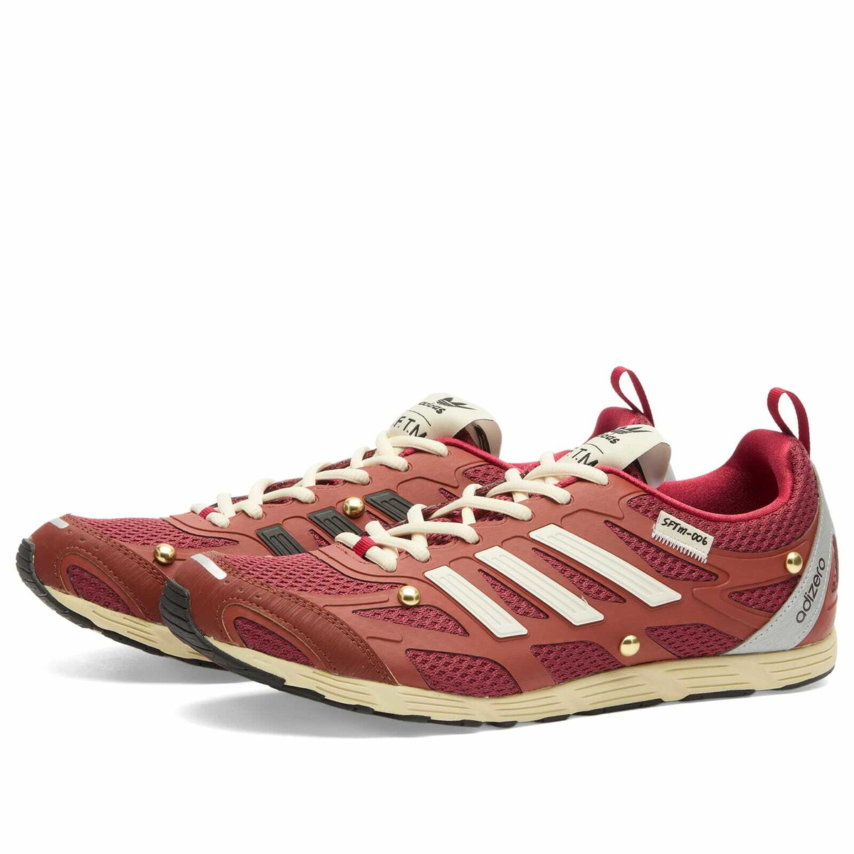 Adidas x SFTM Adizero Sneaker in Legacy Red/Cream White/Wild Sepia