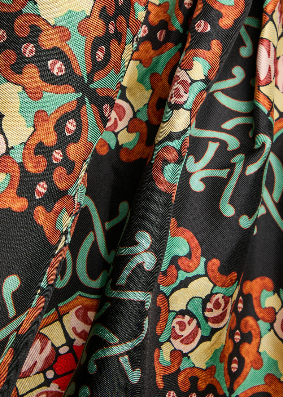 LA Double J Capri Printed Satin-twill Midi Dress Multicoloured