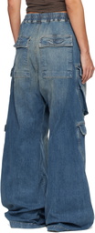 Rick Owens DRKSHDW Blue Temple Double Cargo Jumbo Belas Jeans