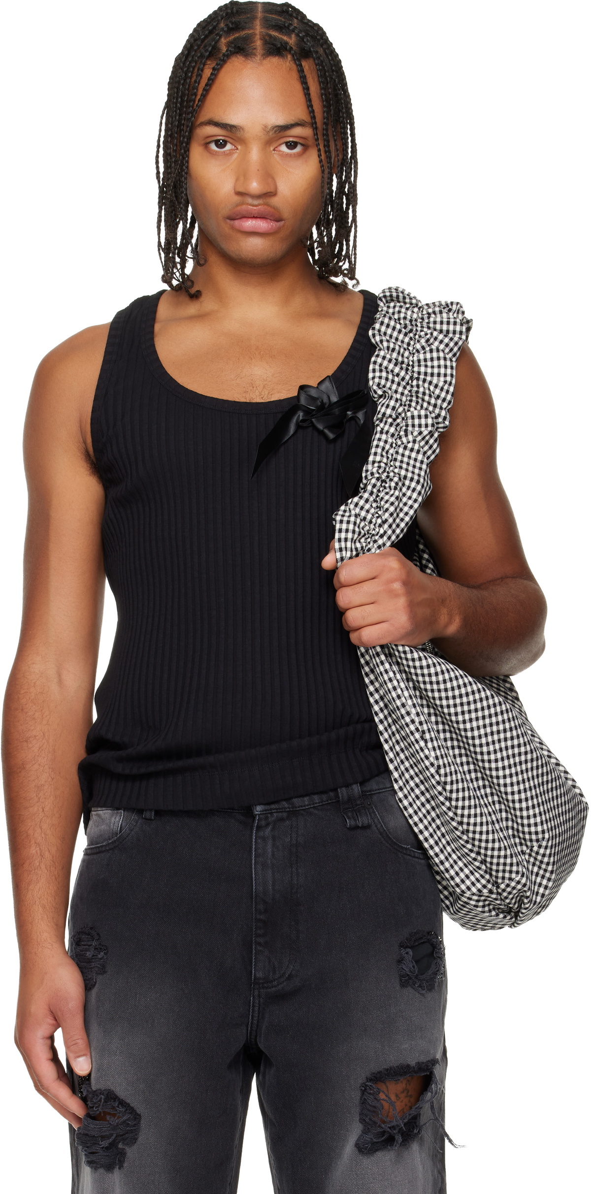 Simone Rocha Black Ribbon Daisy Tank Top