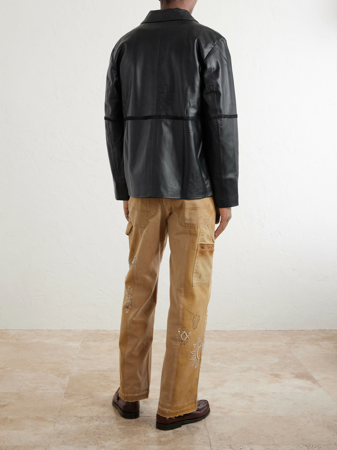 Kartik Research - Embroidered Leather Jacket - Black