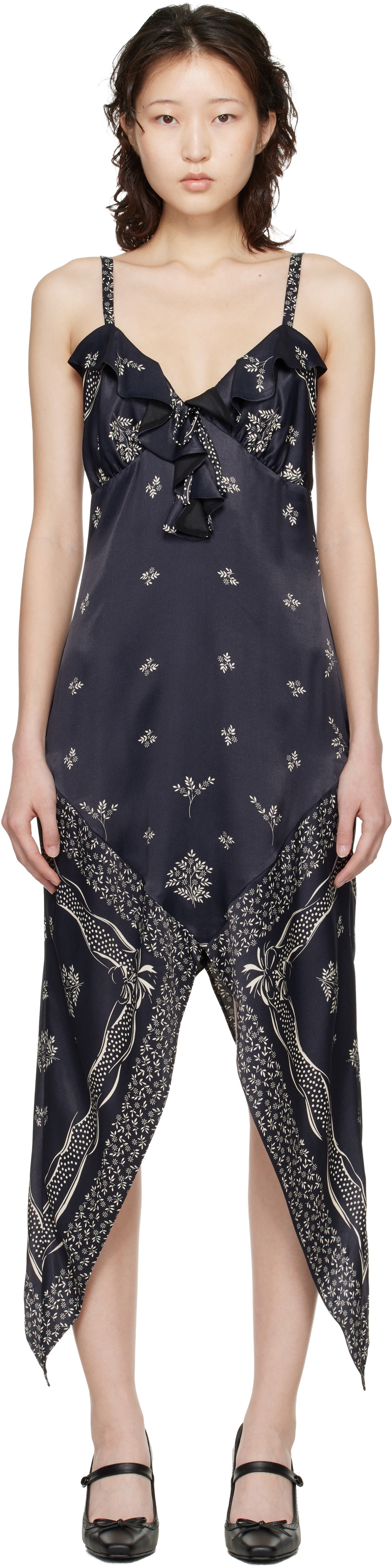 Anna Sui Black Handkerchief Midi Dress