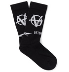 Vetements - Reebok Logo-Intarsia Stretch Cotton-Blend Socks - Black