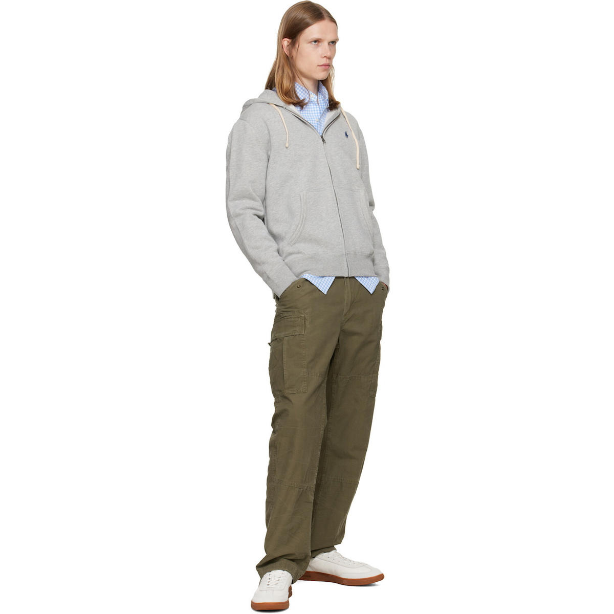 Polo Ralph Lauren White Bedford Leather-Suede Sneakers