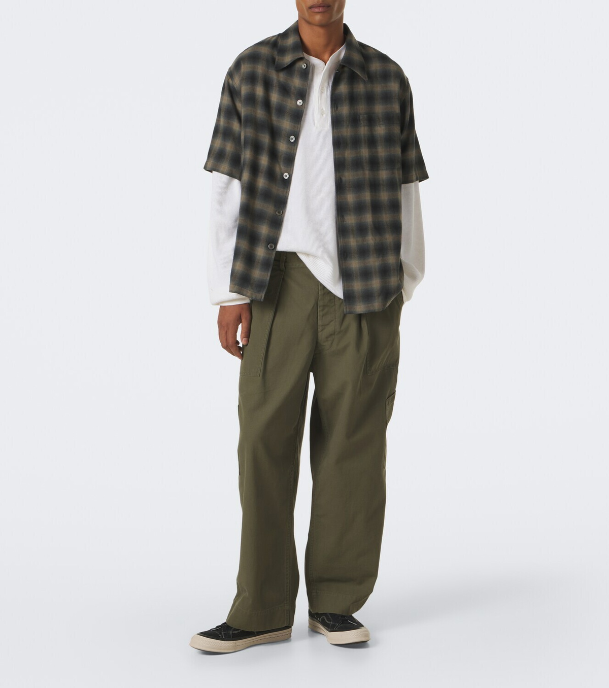 A.Presse Waffle-knit cotton-blend Henley shirt
