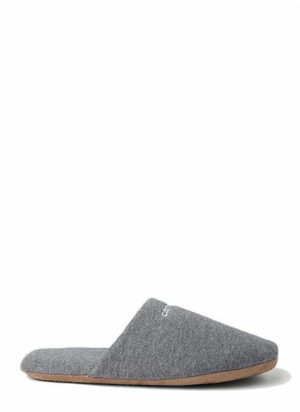 Photo: Script Embroidery Slippers in Grey