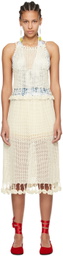 Bode Off-White Posy Midi Dress
