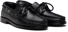 Aeyde Black Harris Leather Boat Shoes