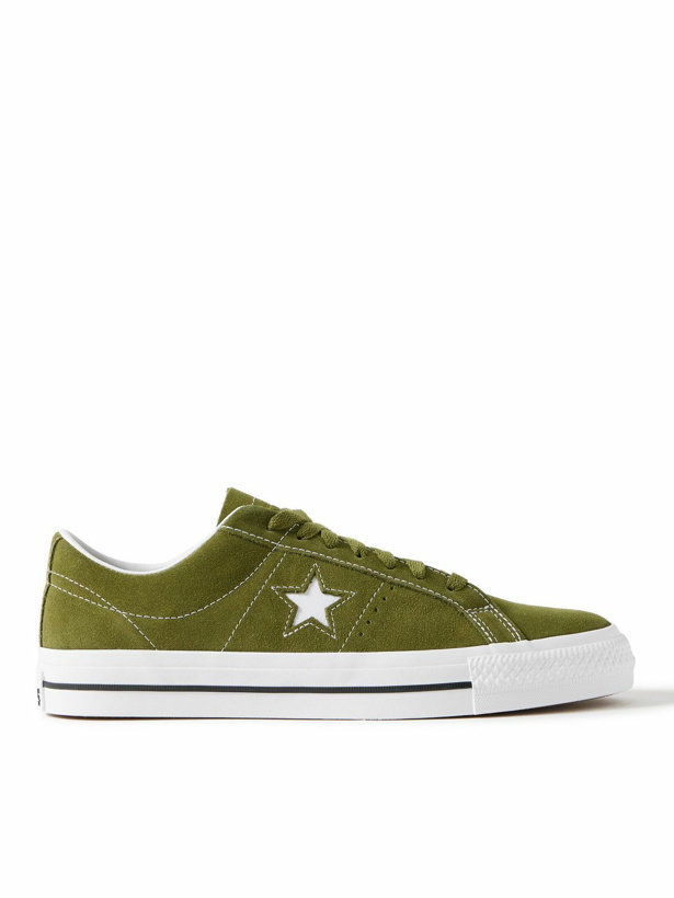 Photo: Converse - One Star Pro Leather-Trimmed Suede Sneakers - Green