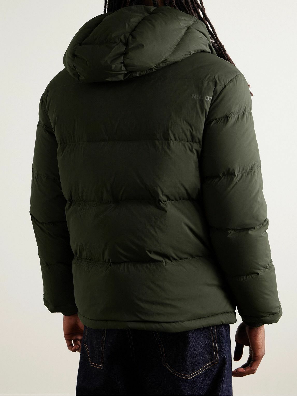 NN07 - Matthew 8245 Quilted Padded Recycled-Shell Hooded Down Jacket - Green
