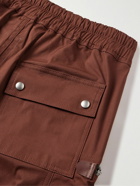 Rick Owens - Bauhaus Tapered Organic Cotton-Blend Poplin Drawstring Cargo Trousers - Burgundy
