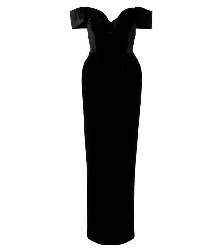 Photo: Rachel Gilbert Ryn off-shoulder velvet corset gown