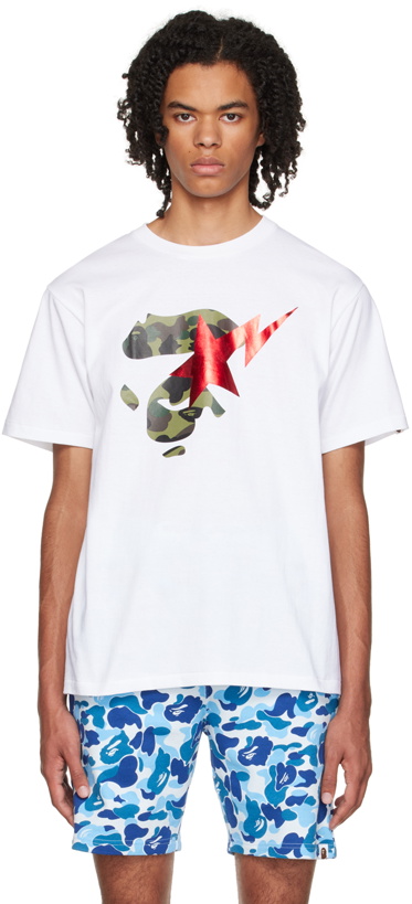 Photo: BAPE White 1st Camo Ape Face STA T-Shirt