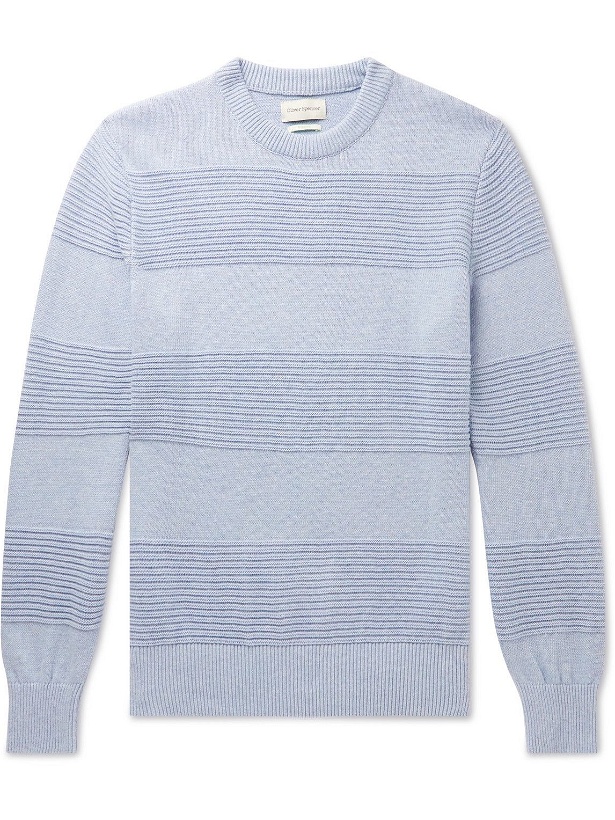 Photo: Oliver Spencer - Blenheim Striped Ribbed Cotton Sweater - Blue