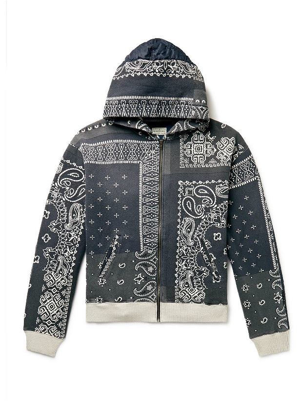 Photo: KAPITAL - Bandana-Print Cotton-Jersey and Quilted Shell Zip-Up Hoodie - Black
