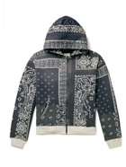 KAPITAL - Bandana-Print Cotton-Jersey and Quilted Shell Zip-Up Hoodie - Black