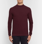 Giorgio Armani - Herringbone Virgin Wool-Blend Sweater - Men - Burgundy