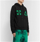 Off-White - Logo-Embroidered Loopback Cotton-Jersey Hoodie - Black