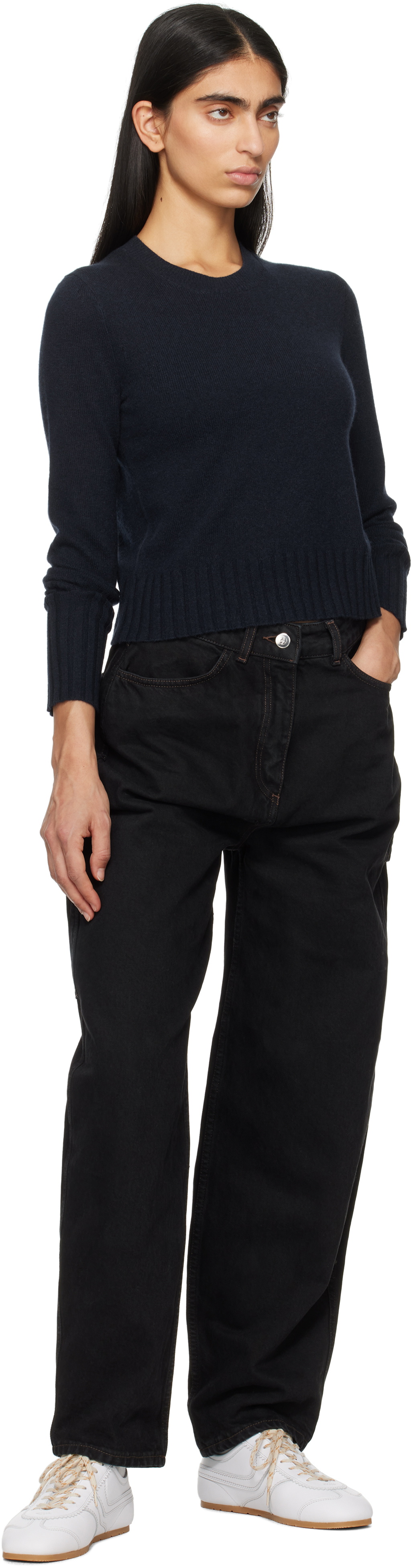 Guest in Residence Navy Shrunken Crew Sweater