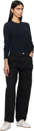 Guest in Residence Navy Shrunken Crew Sweater