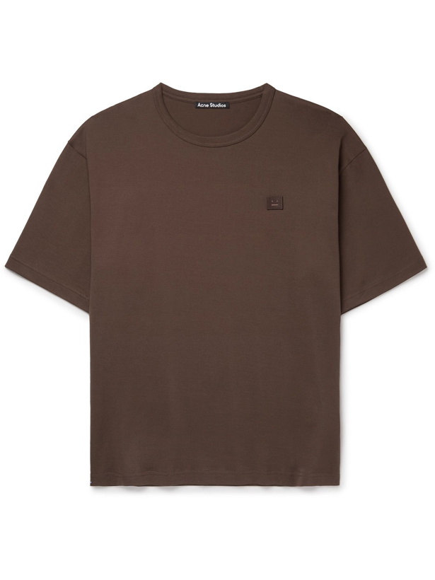 Photo: ACNE STUDIOS - Exford Oversized Logo-Appliquéd Cotton-Jersey T-Shirt - Brown