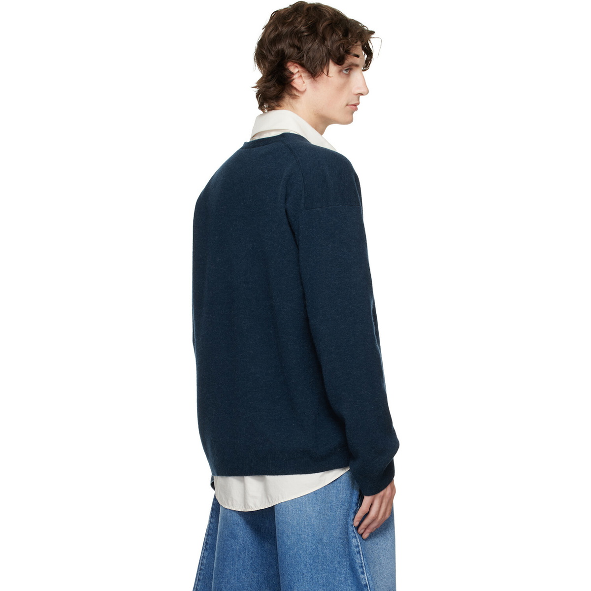 JW Anderson Navy V-Neck Zip-Up Cardigan