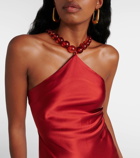 Staud Cadence beaded satin gown