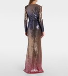 Elie Saab Ombré sequined belted gown