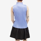 Pleats Please Issey Miyake Women's Colourful Basics Roll Neck Vest in Blue